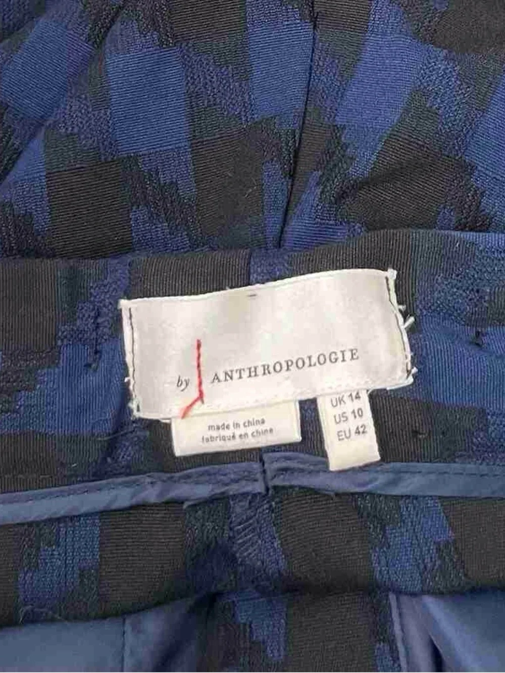 Anthropologie Blue and Black Houndstooth Wide-Leg Trousers